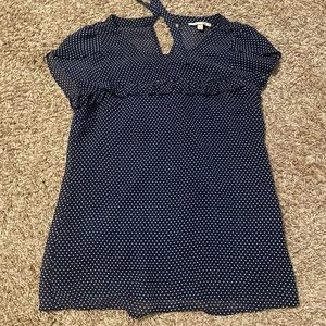 Blue white polka dot blouse